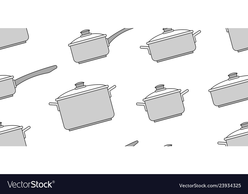 Seamless pattern with pots and pans Royalty Free Vector