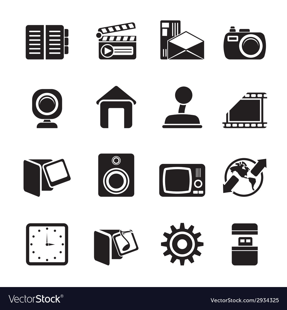 Silhouette computer and mobile phone icons