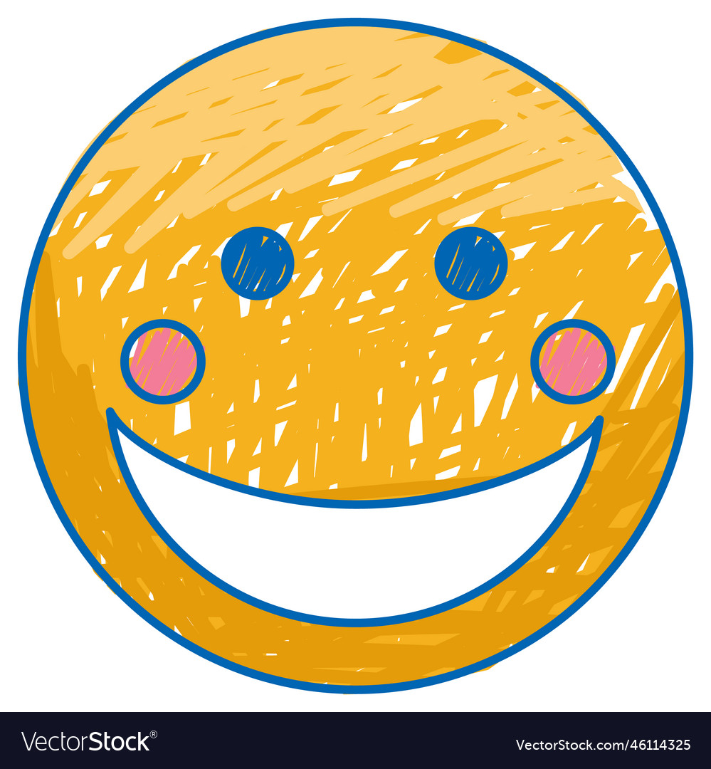 Smile Emoji In Pencil Colour Sketch Simple Style Vector Image