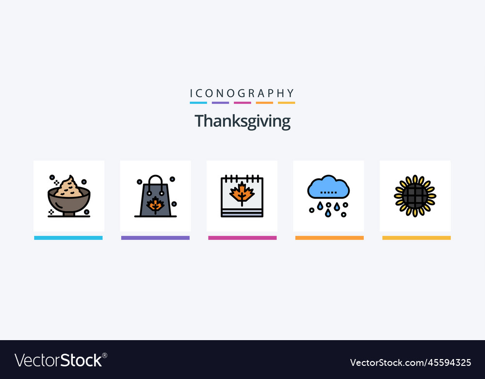 Thanksgiving line filled 5 icon pack including