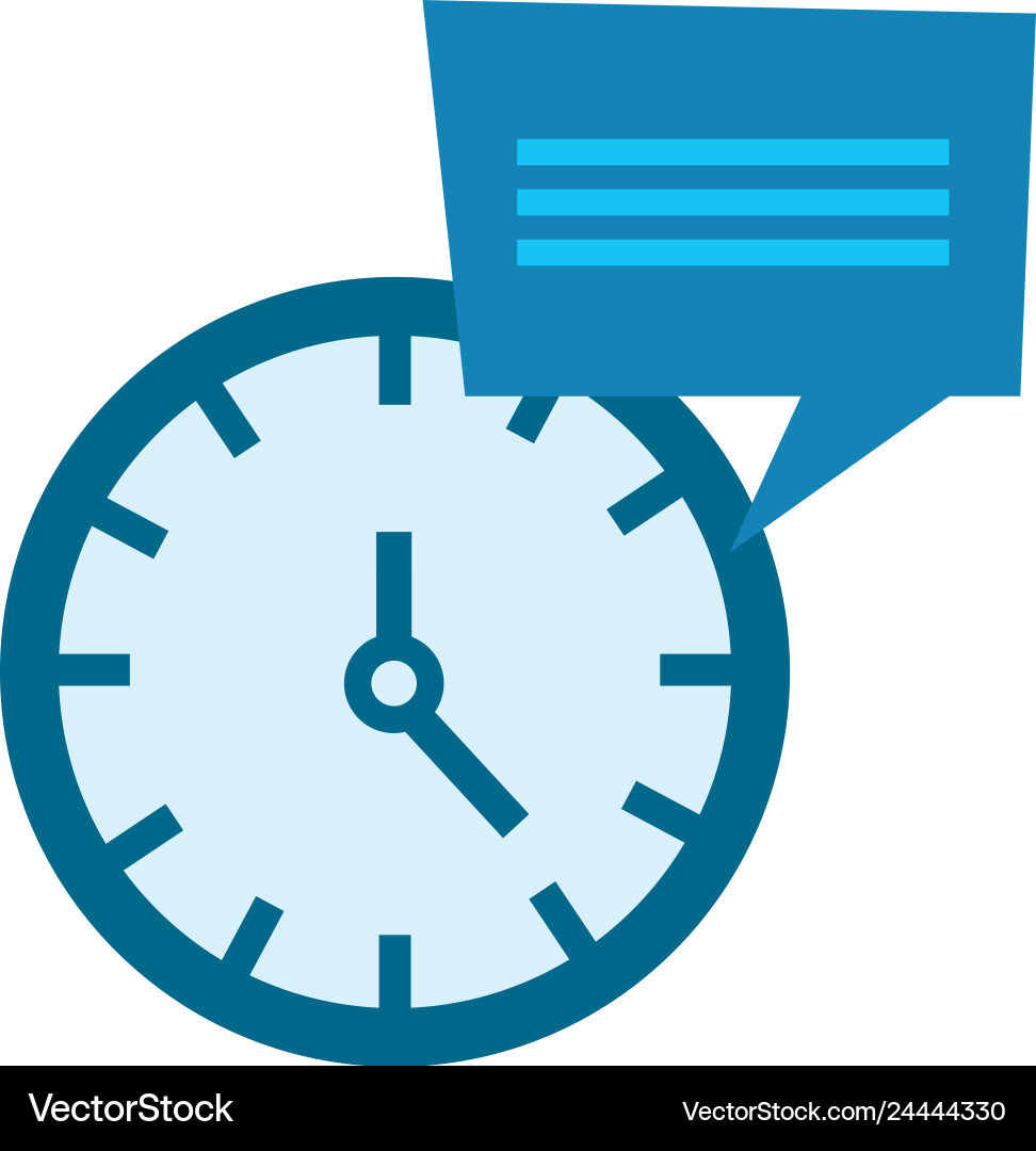 Clock time speech bubble on white background Vector Image