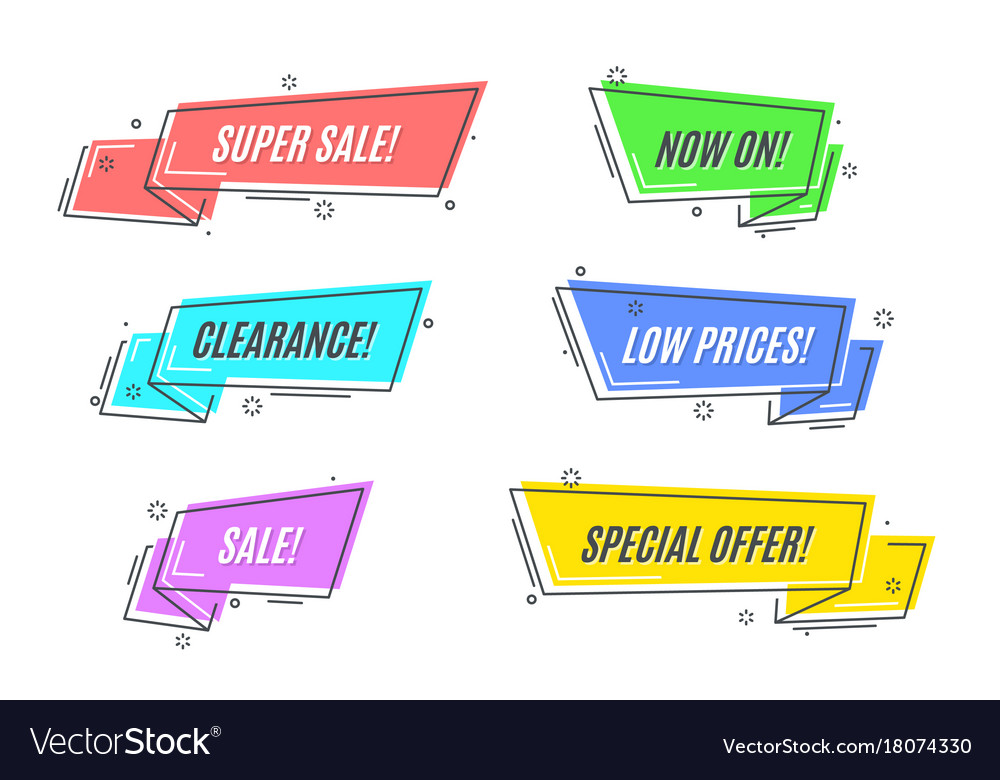 Flat linear promotion sticker scroll price tag Vector Image