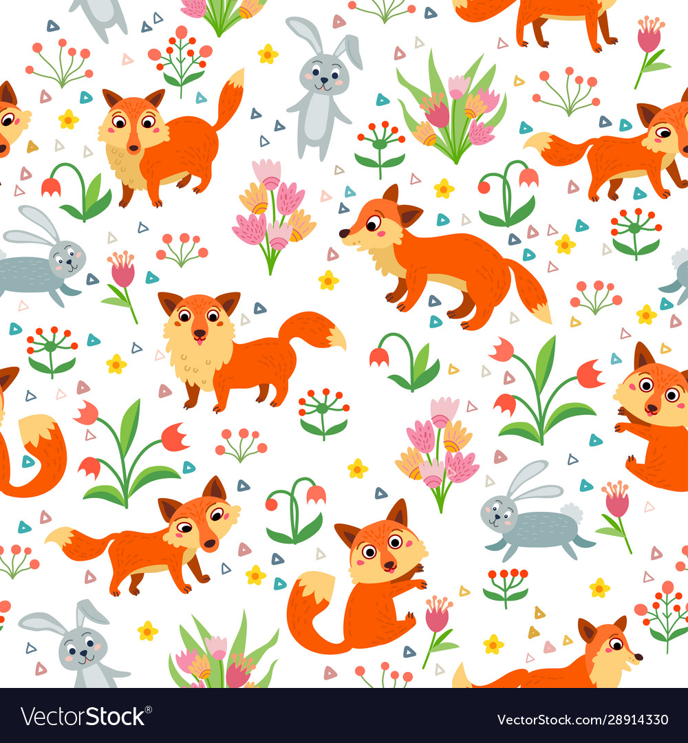 Fox childish seamless pattern