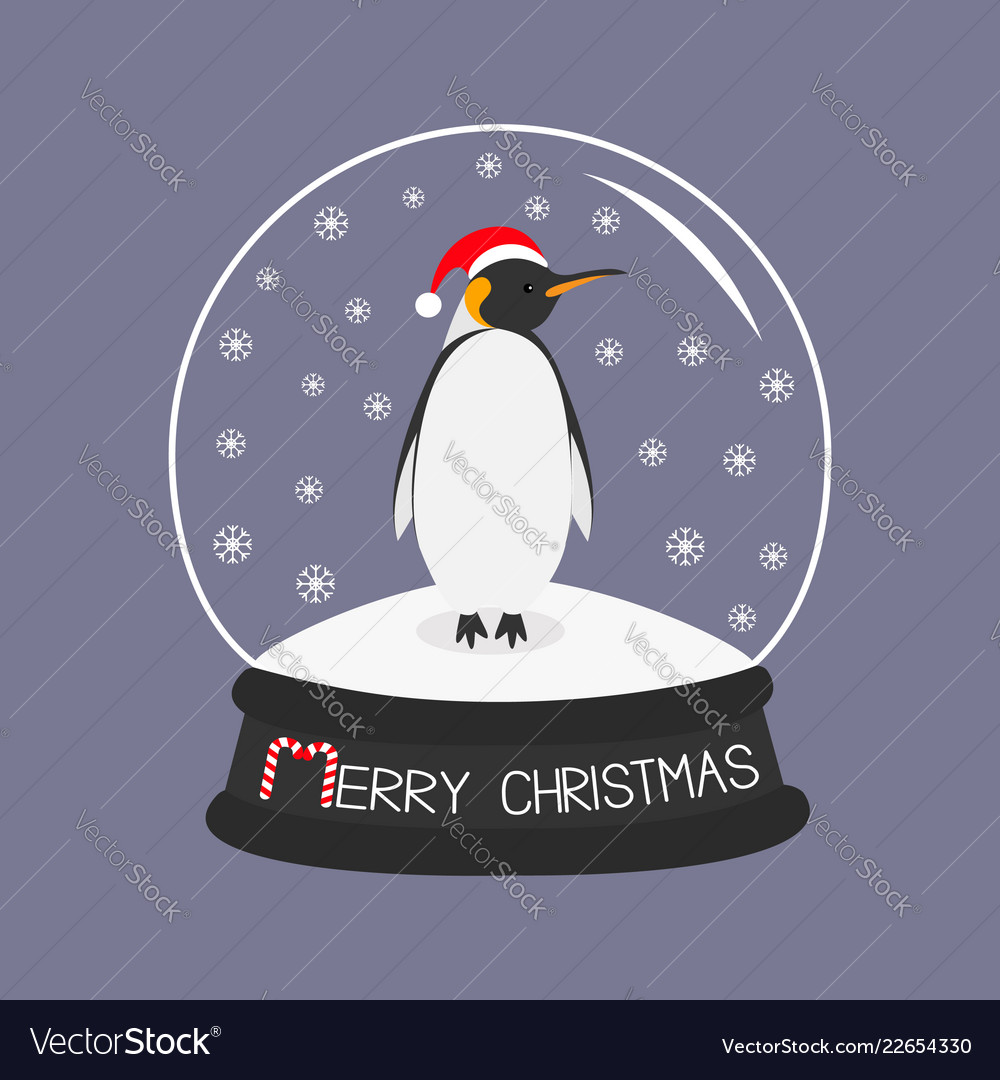 King penguin emperor in red santa hat cute