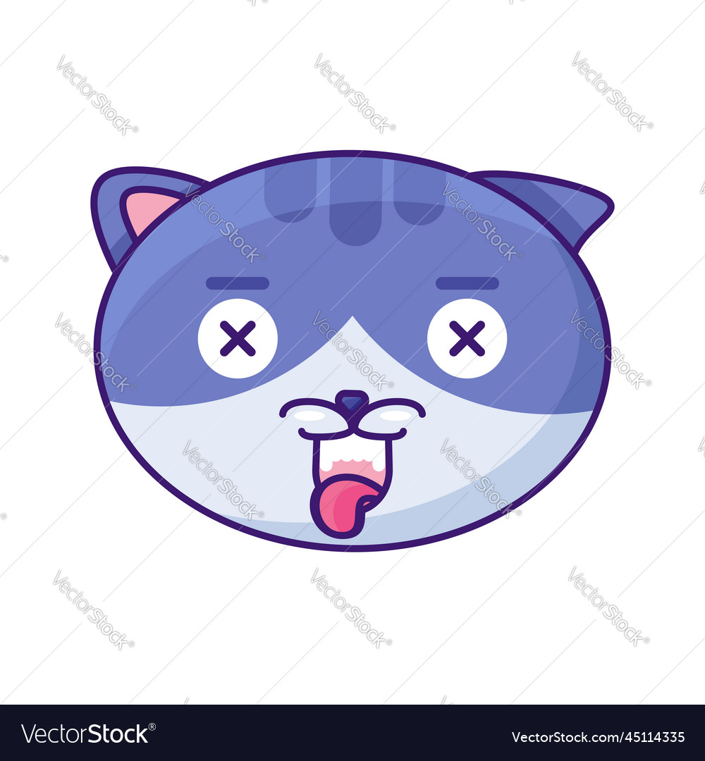 Cat dead reaction expression facial emoji Vector Image