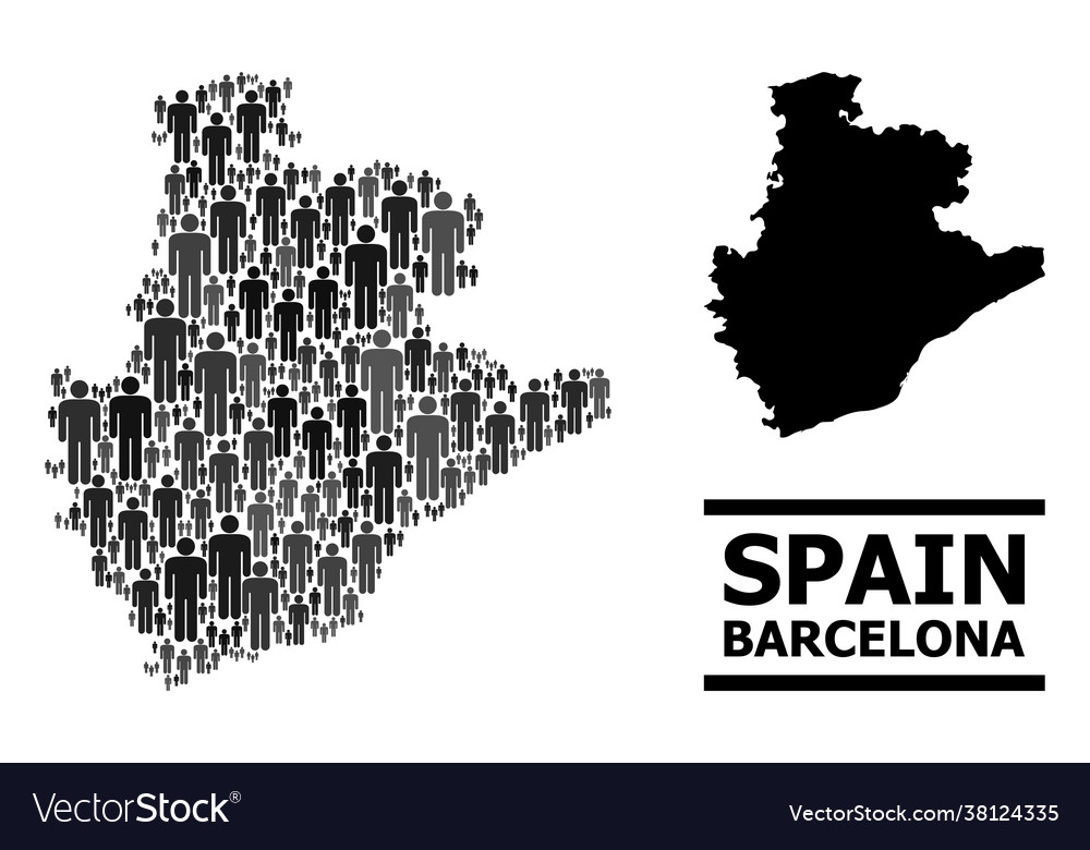 Demographics collage map barcelona Royalty Free Vector Image