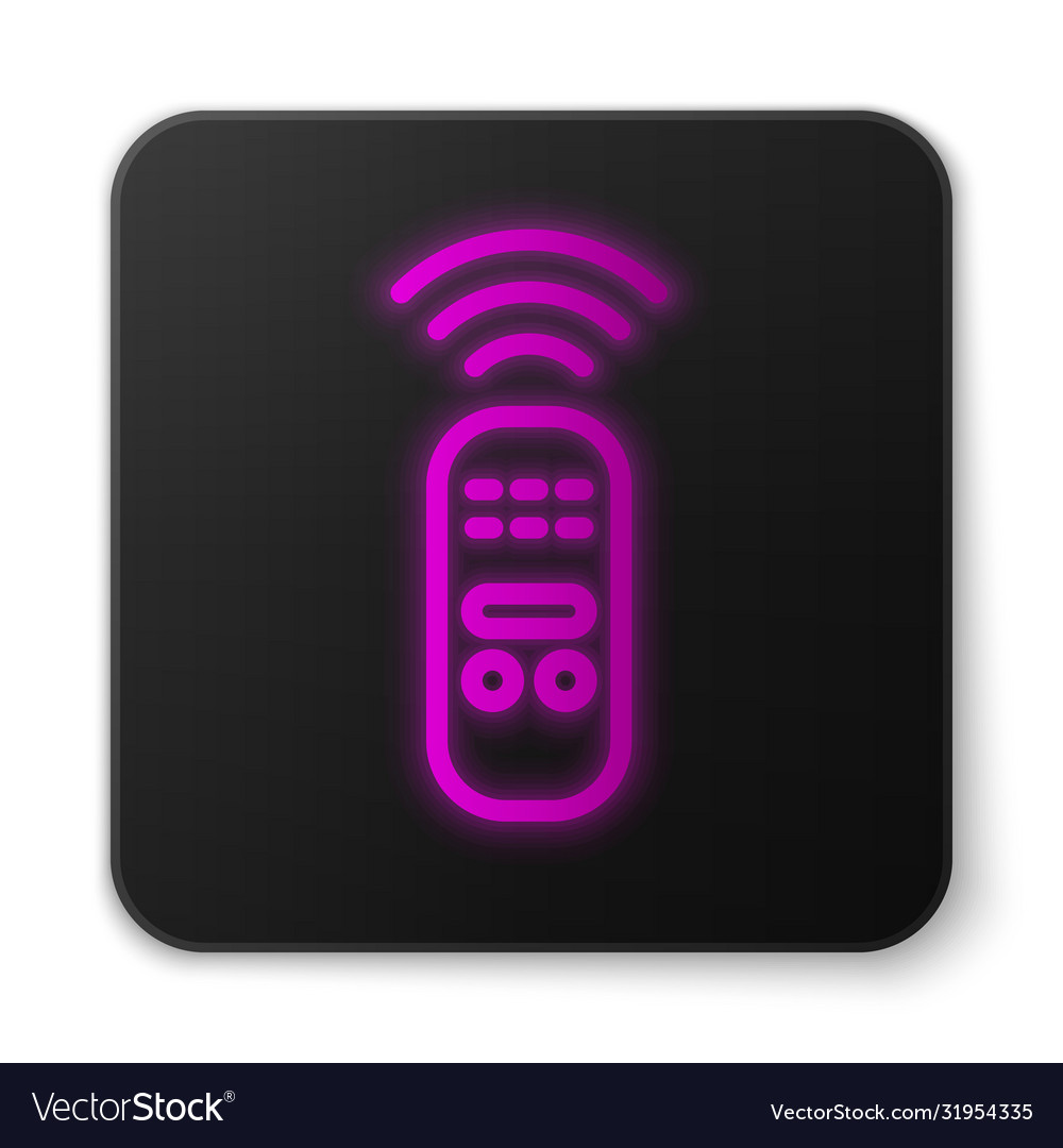 Glowing neon line smart remote control system icon