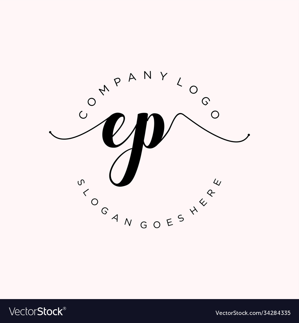 Initial ep handwriting logo with circle template