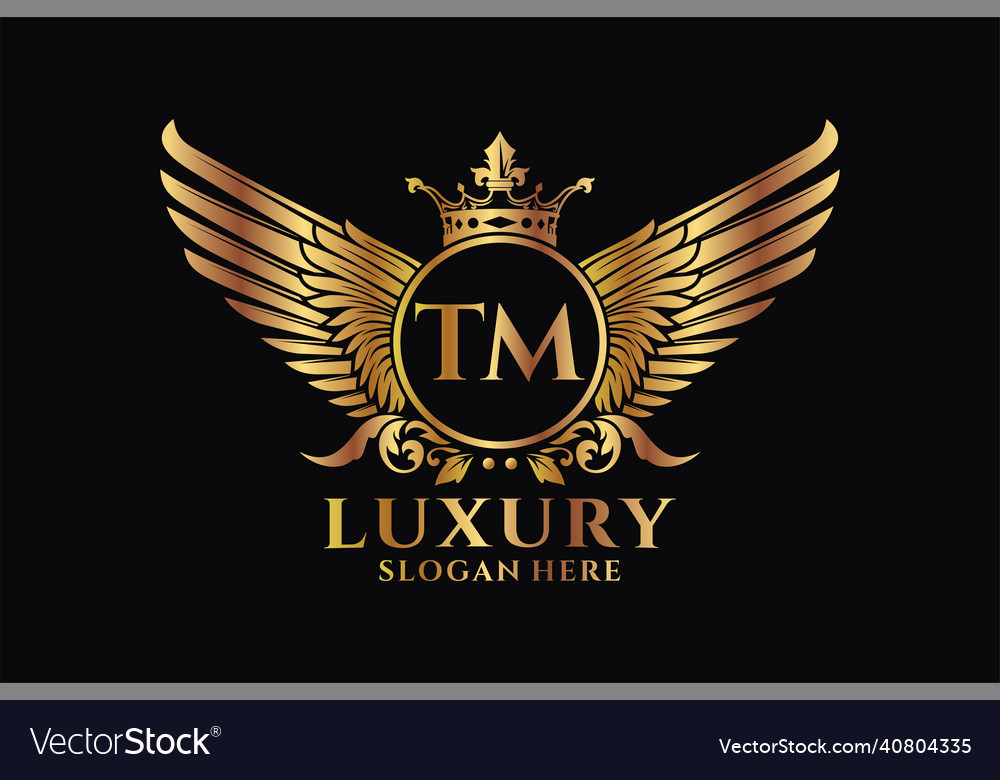 Luxury royal wing letter tm crest gold color logo