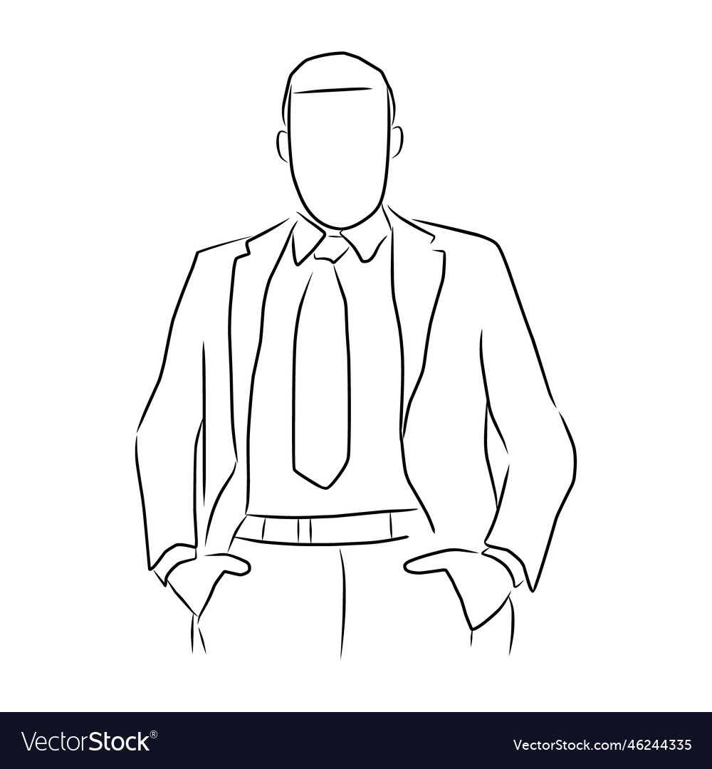 Man in a suit hand drawn sketch