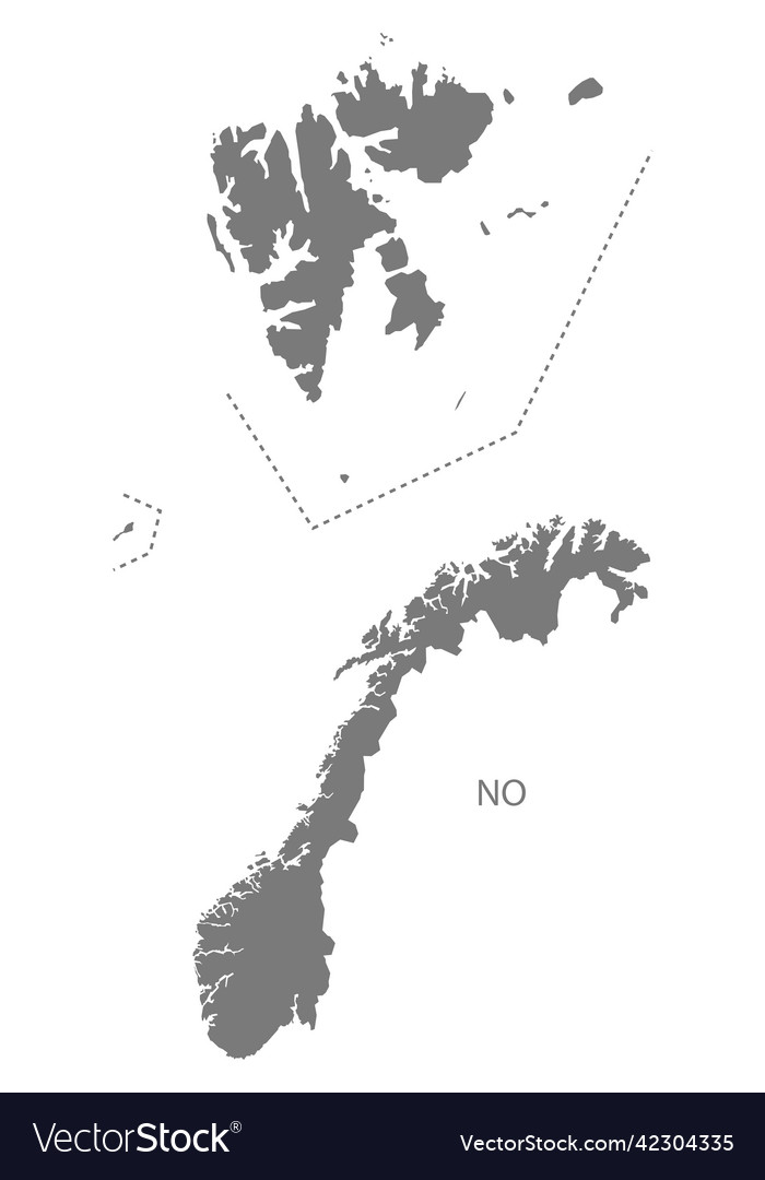 Norway map with svalbard and jan mayen grey Vector Image