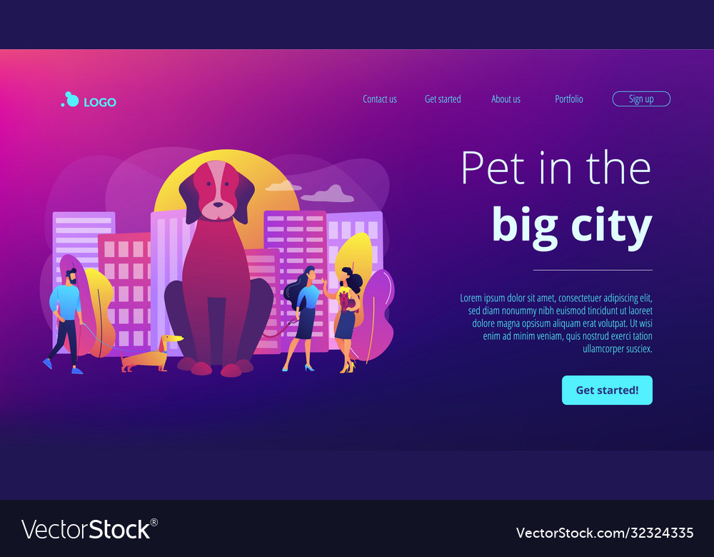 Pet in big city concept landing page