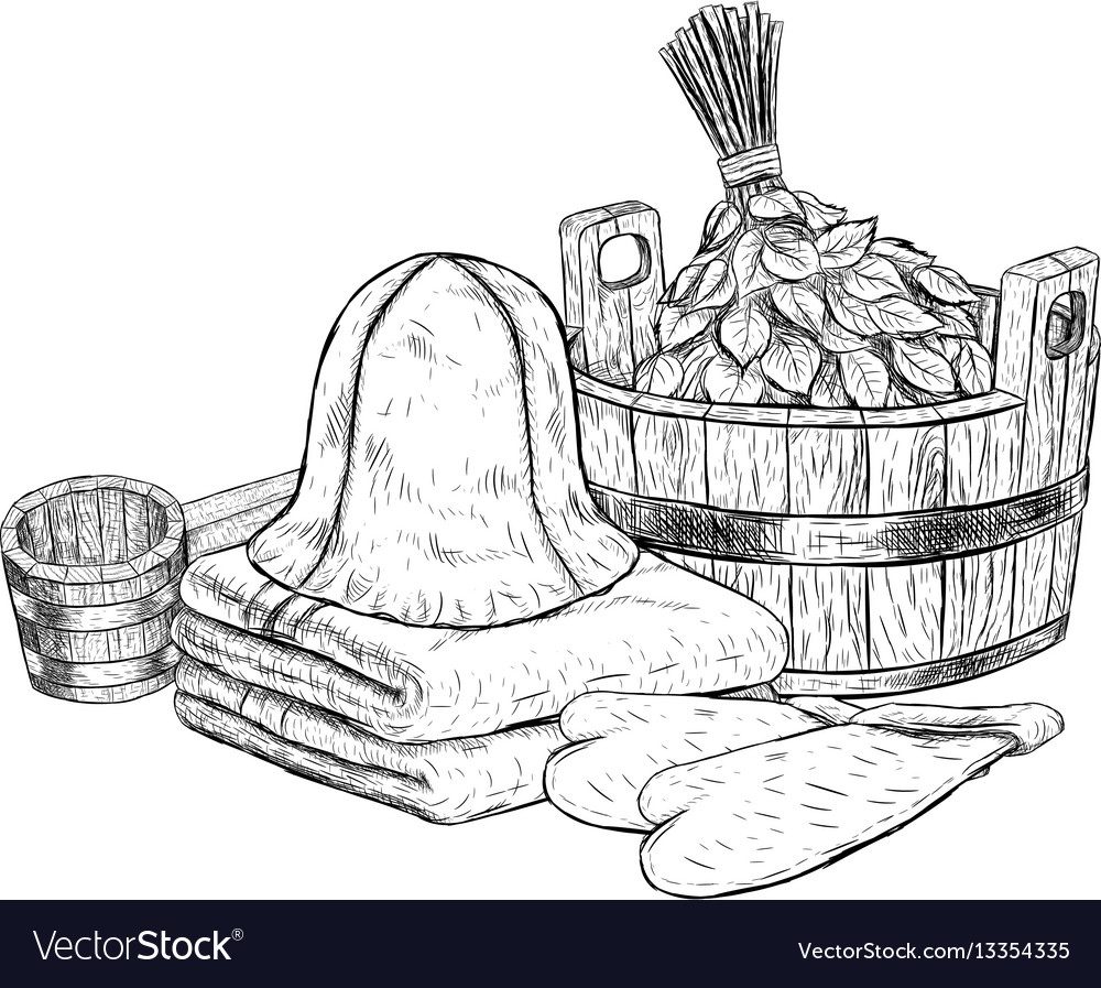 Set for sauna hand drawn items for bath Royalty Free Vector