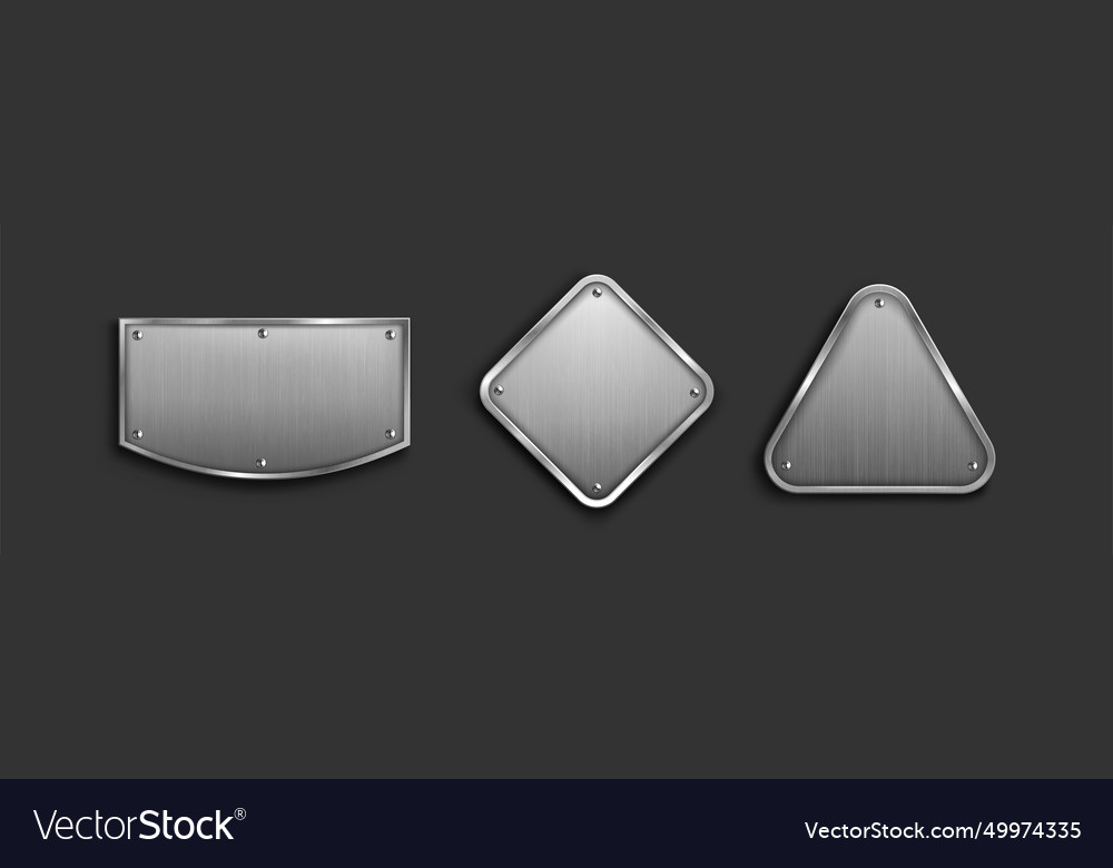 Steel tag plate with borders and screws Royalty Free Vector