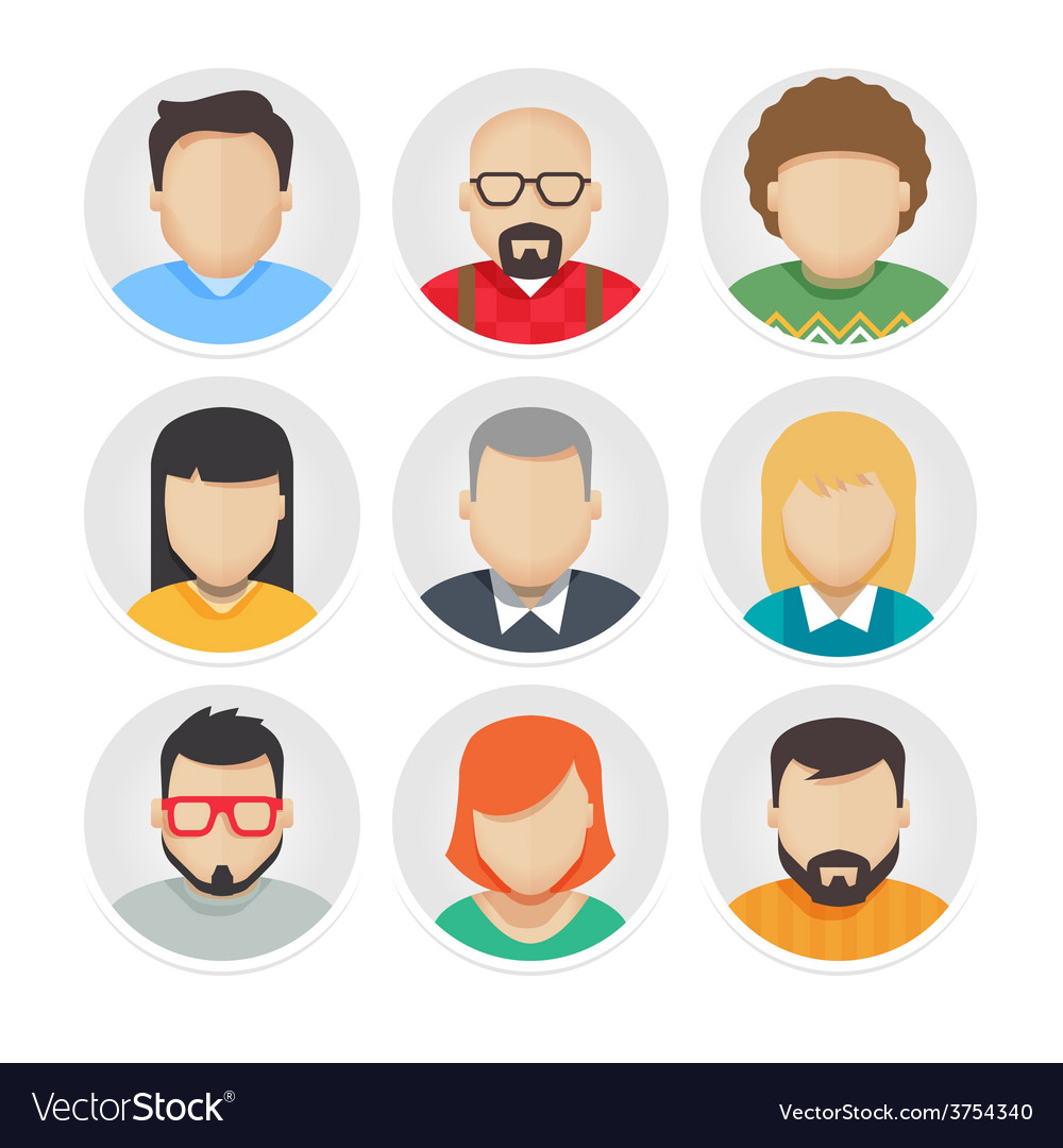 Flat Design Avatar Icons, Digital Art Characters