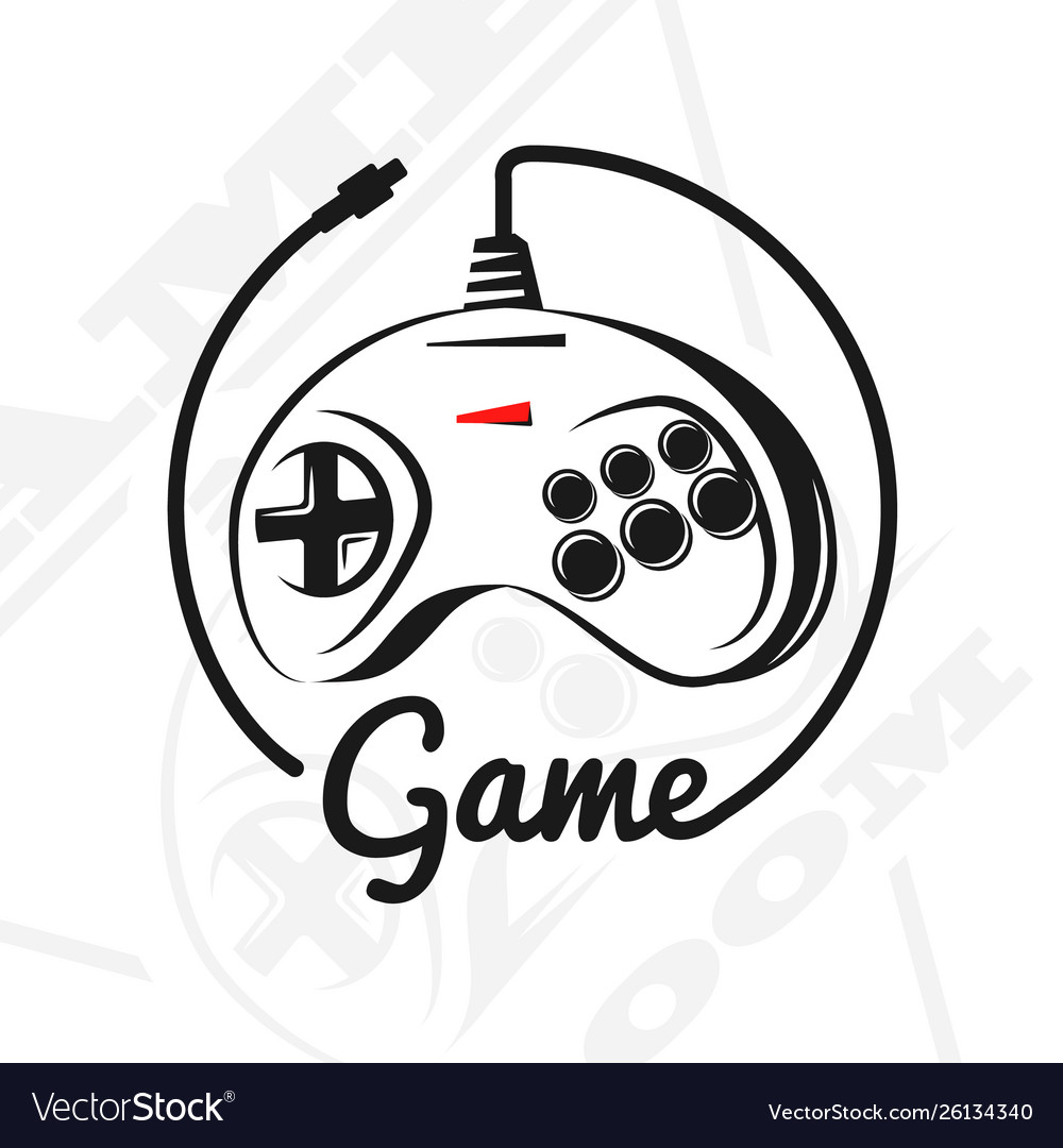 Games logo with gamepad Royalty Free Vector Image