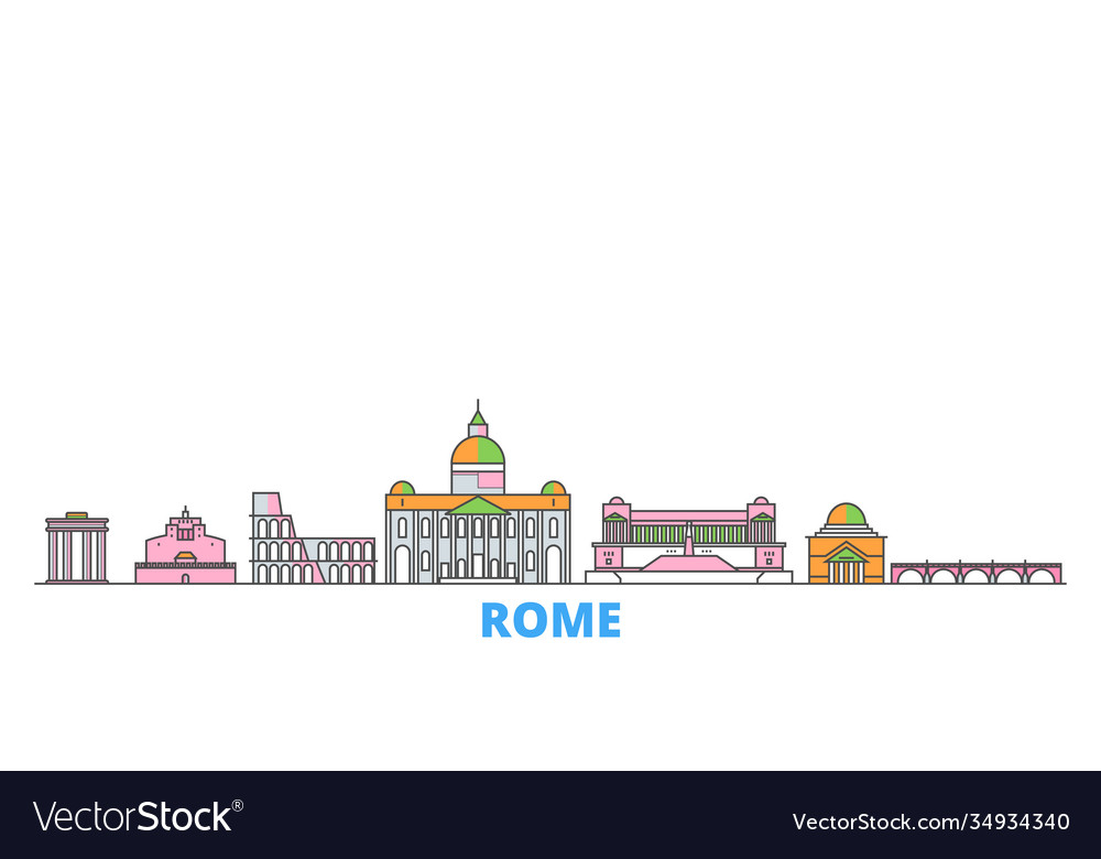 Italy rome city line cityscape flat