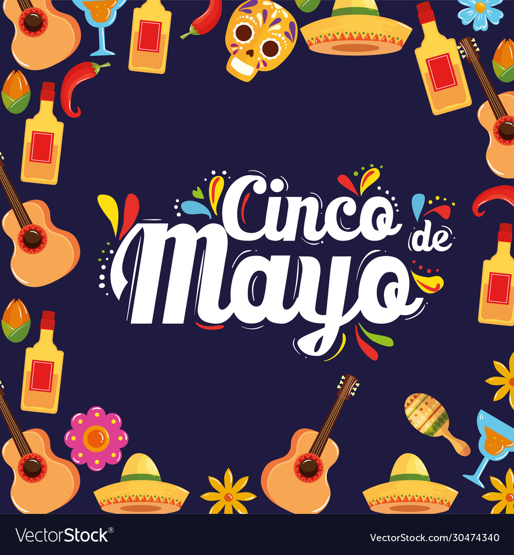 Mexican icons cinco de mayo design Royalty Free Vector Image