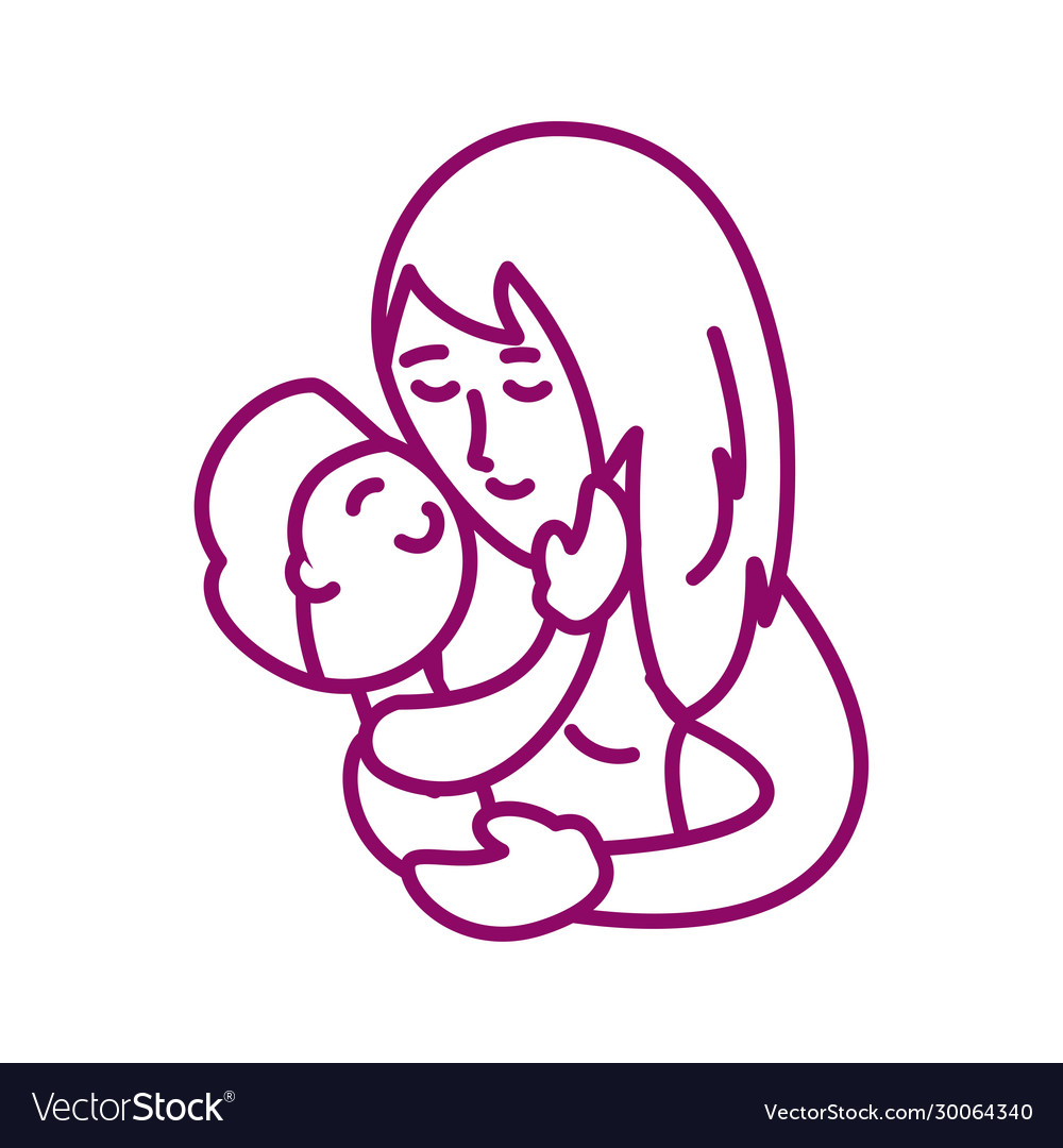 Mother with son line style icon