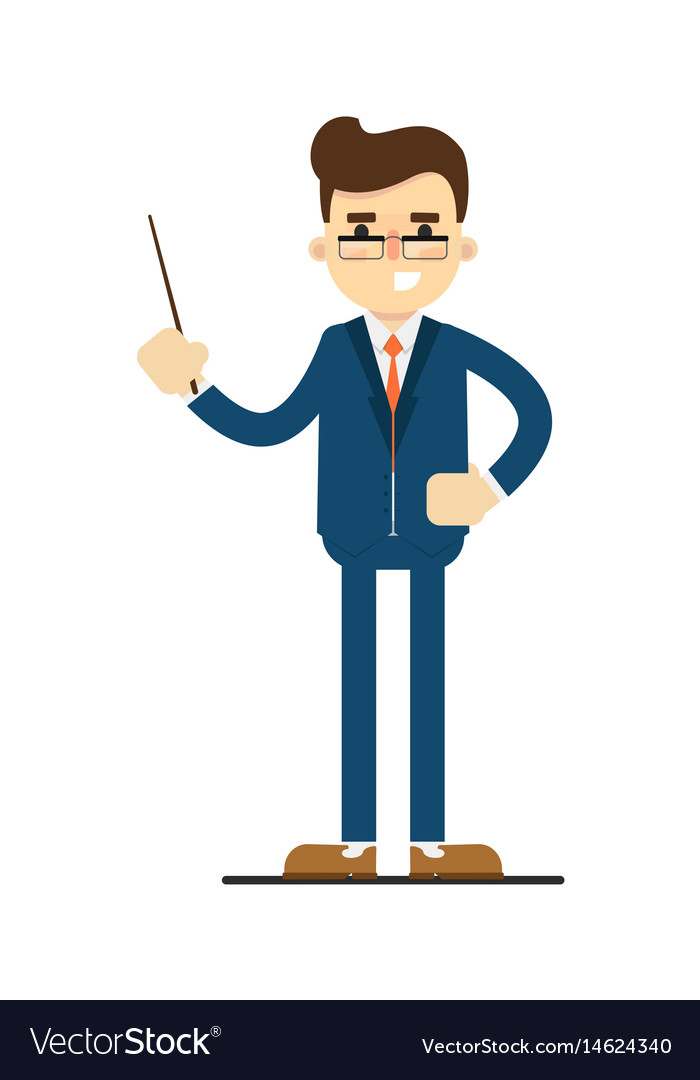 Pointing businessman with classroom pointer Vector Image