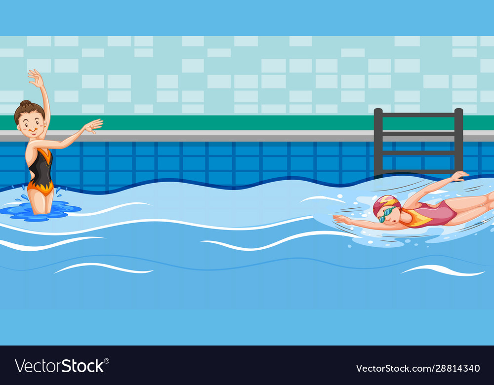 Scene with two swimmers in pool