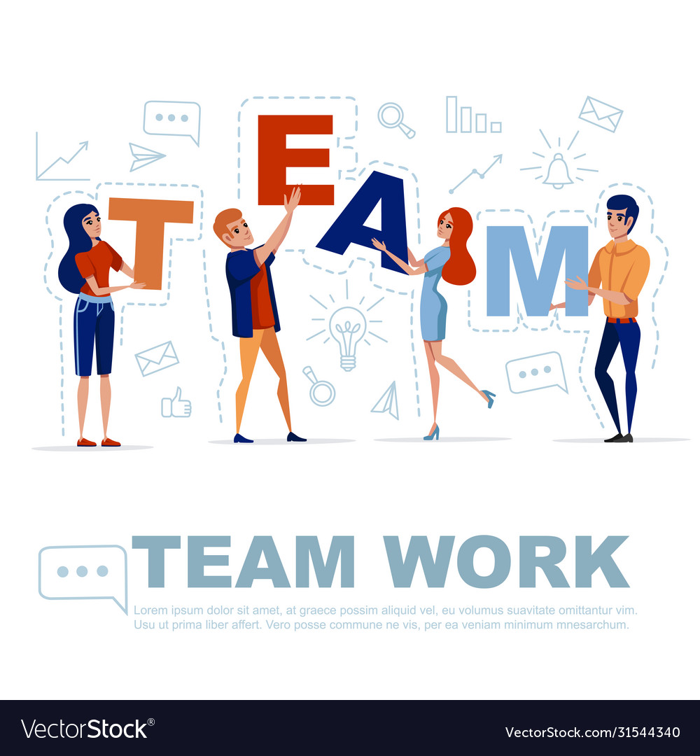 Teamwork concept with man and woman holding Vector Image