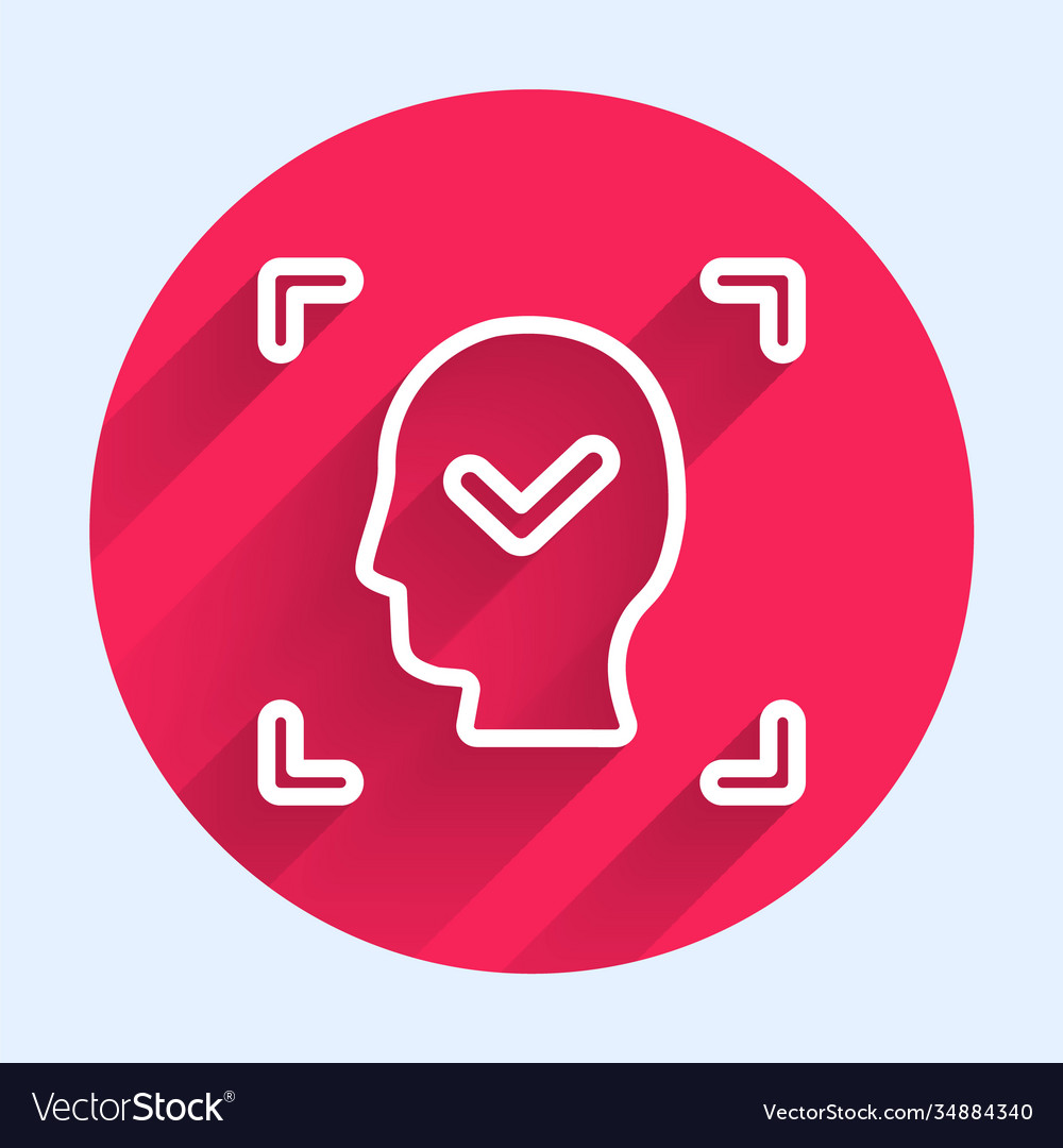 White line face recognition with check mark icon Vector Image