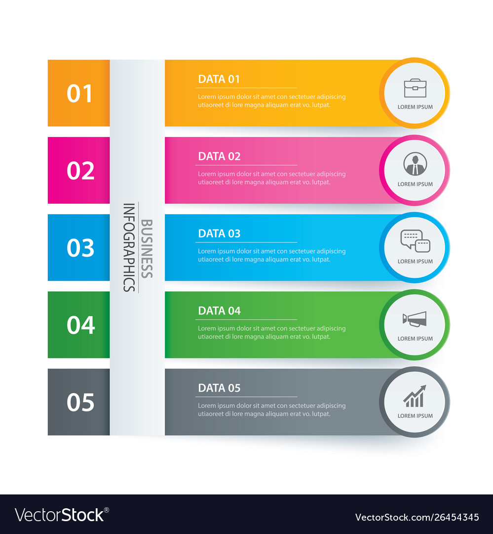 5 data infographics tab paper index template Vector Image