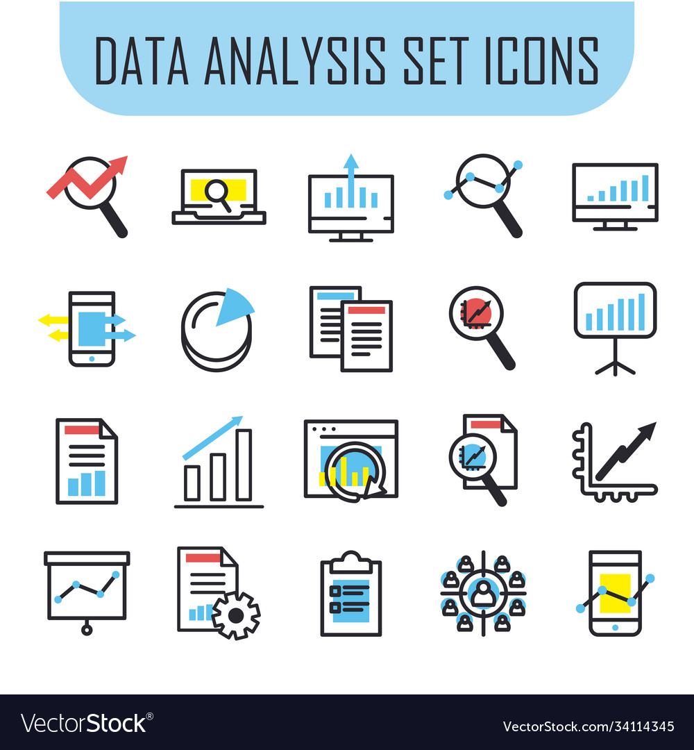 Bars chart in lupe and document line fill vector image Bars chart in lupe and document line fill