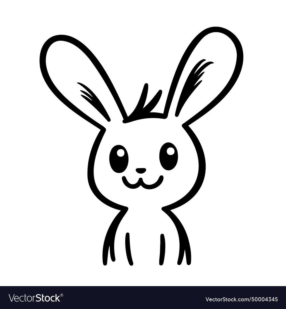 Black and white hand drawing of a hare Royalty Free Vector