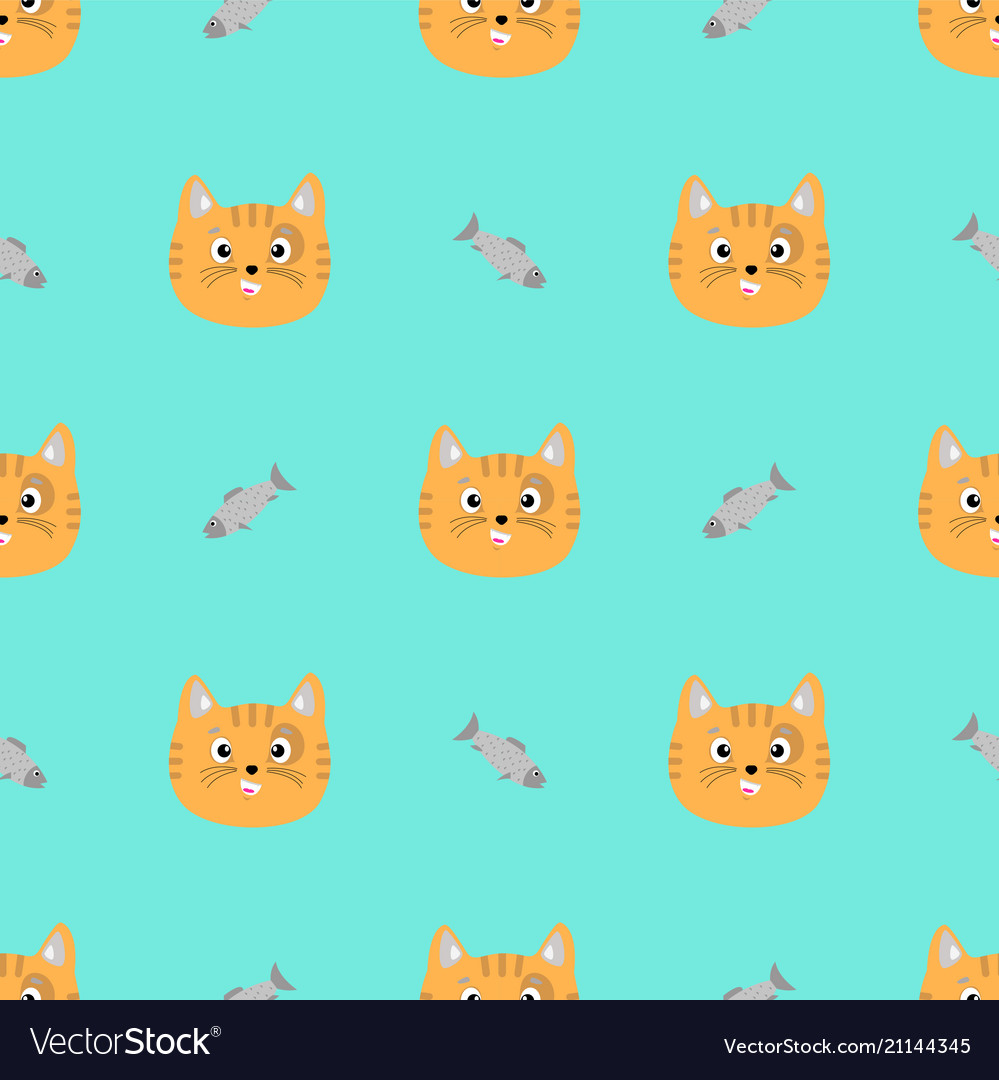 Cat face snd fish Royalty Free Vector Image - VectorStock