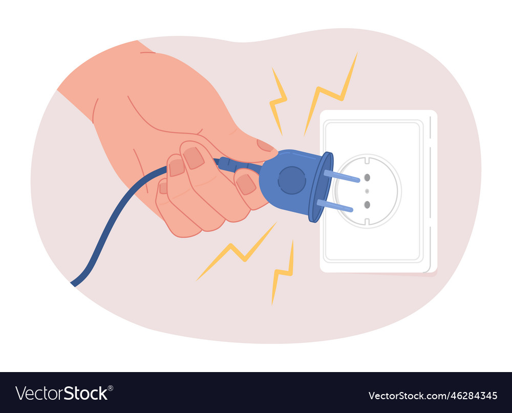 Disconnecting power cord 2d isolated spot