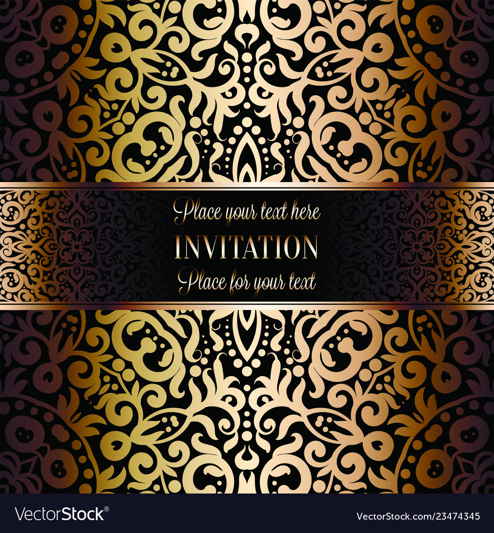 Gold wedding invitation card template design Vector Image