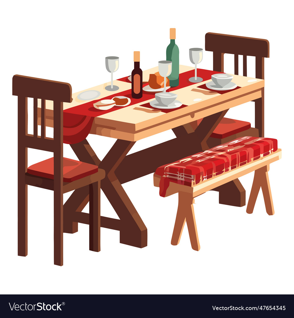Luxury dining table with gourmet meal Royalty Free Vector
