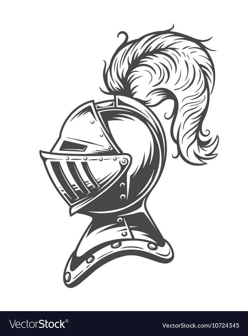 Monochrome Knight Helmet Armor Royalty Free Vector Image