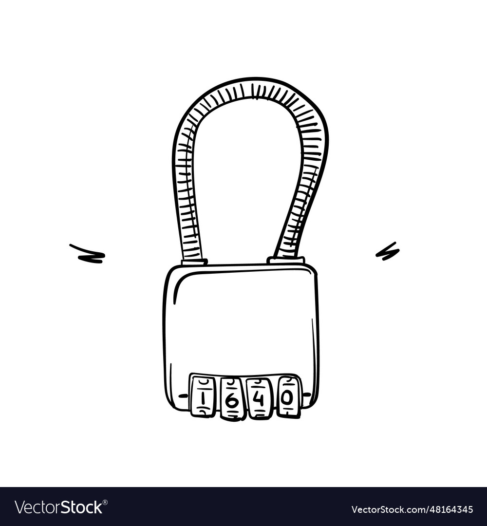 Padlock combination lock hand drawn doodle