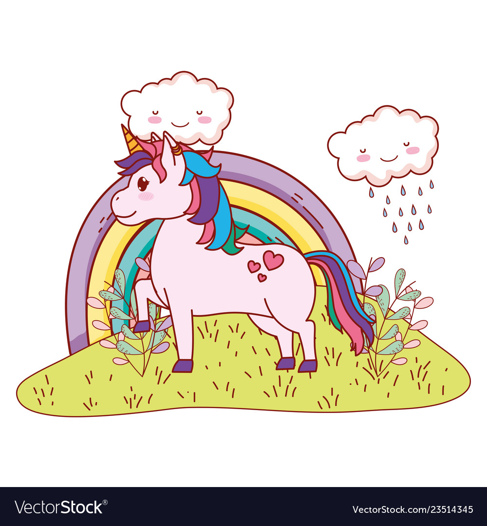 Unicorn with rainbow Royalty Free Vector Image