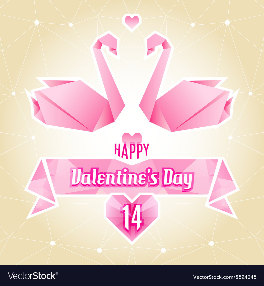 Valentine card origami swan paper cranes