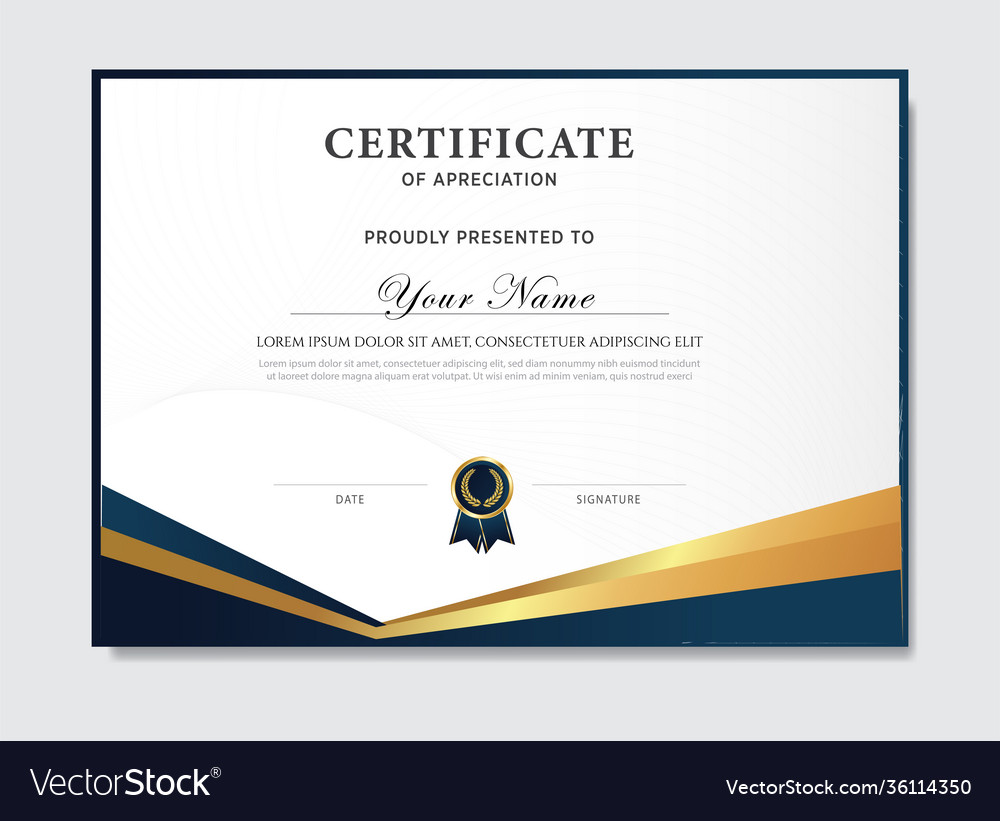 Creative certificate appreciation award Royalty Free Vector