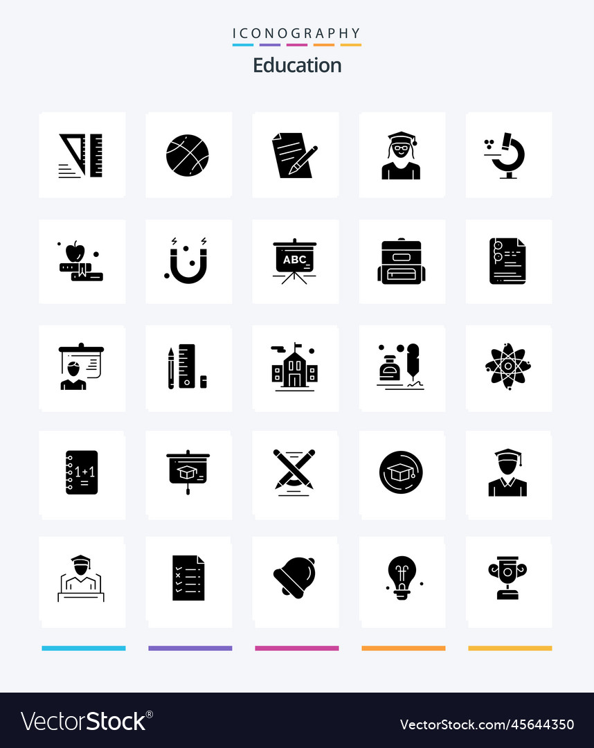 Creative education 25 glyph solid black icon pack