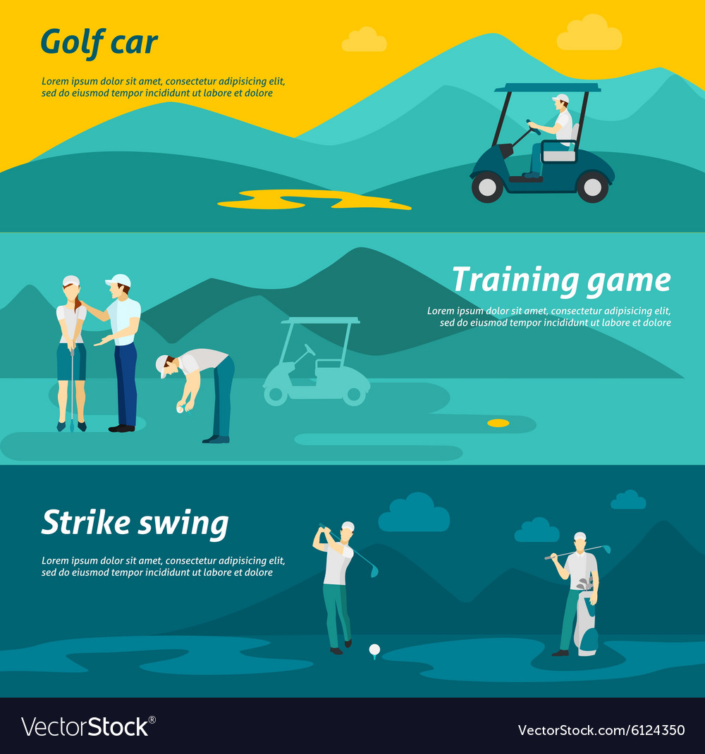 Golf Flat Banner Set Royalty Free Vector Image