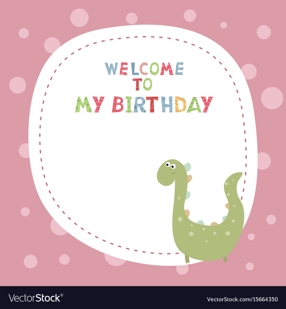 Greeting card with cartoon dinosaur