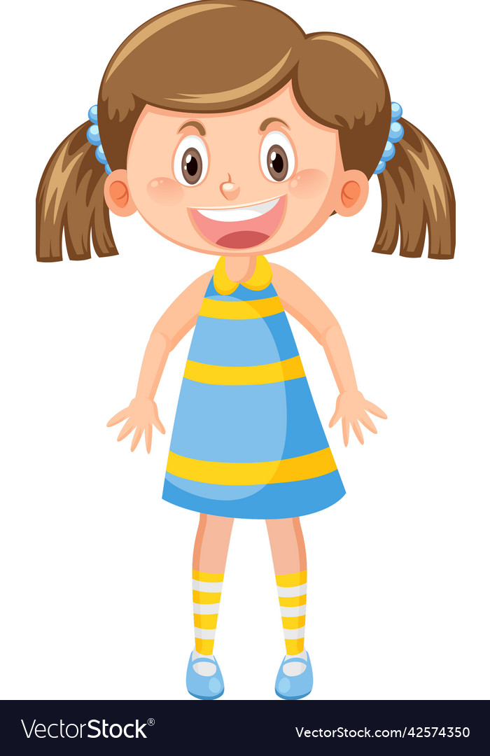 Happy girl cartoon character Royalty Free Vector Image