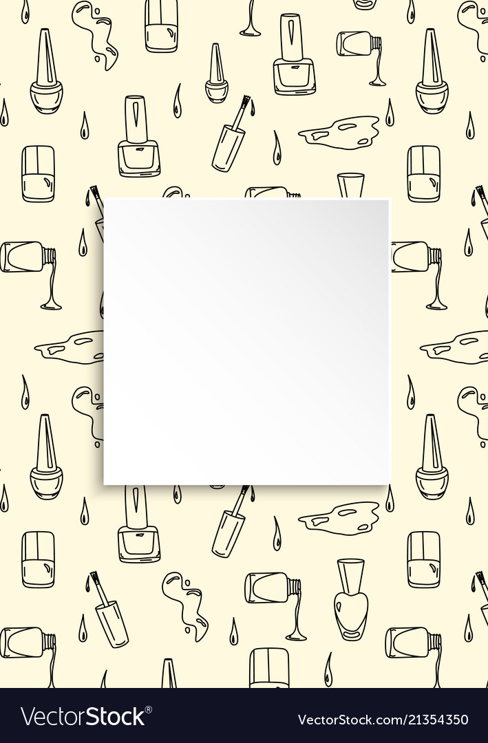 Nail Banner With Doodle Manicure Pattern Hand Vector Image