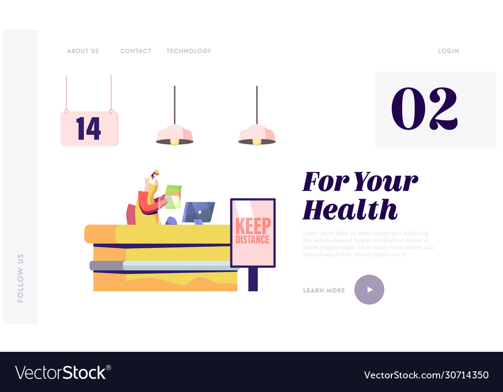 Protective measure in grocery queue landing page Vector Image