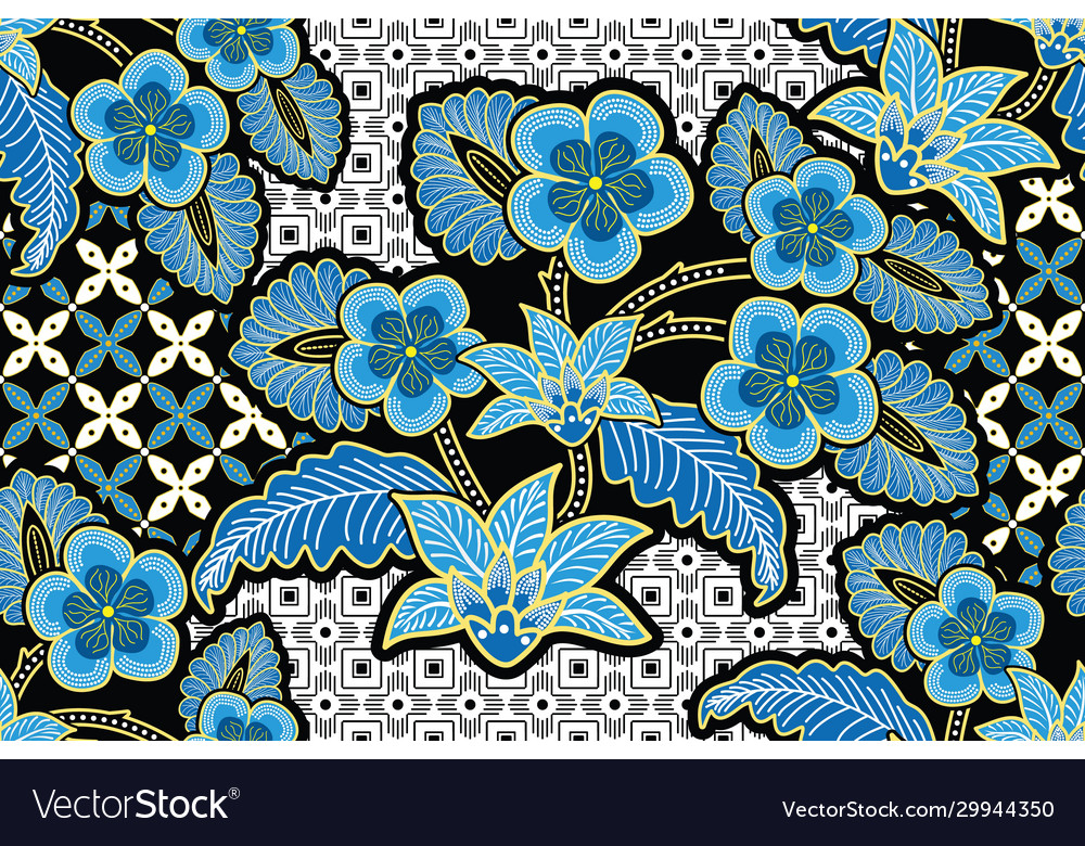 Seamless pattern with floral tropical batik motif Vector Image