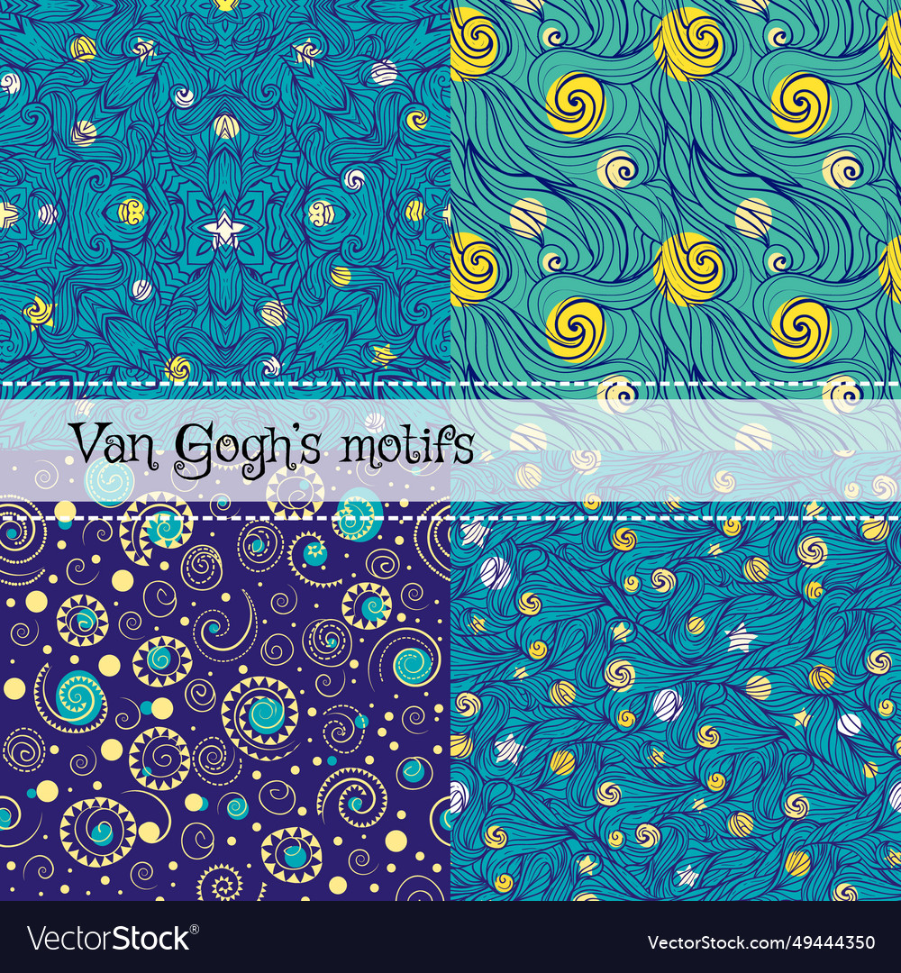 Seamless patterns set in van goghs style