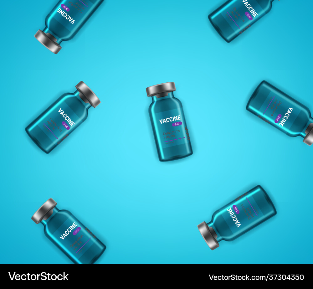 Vaccine glass vials on a table composition Vector Image