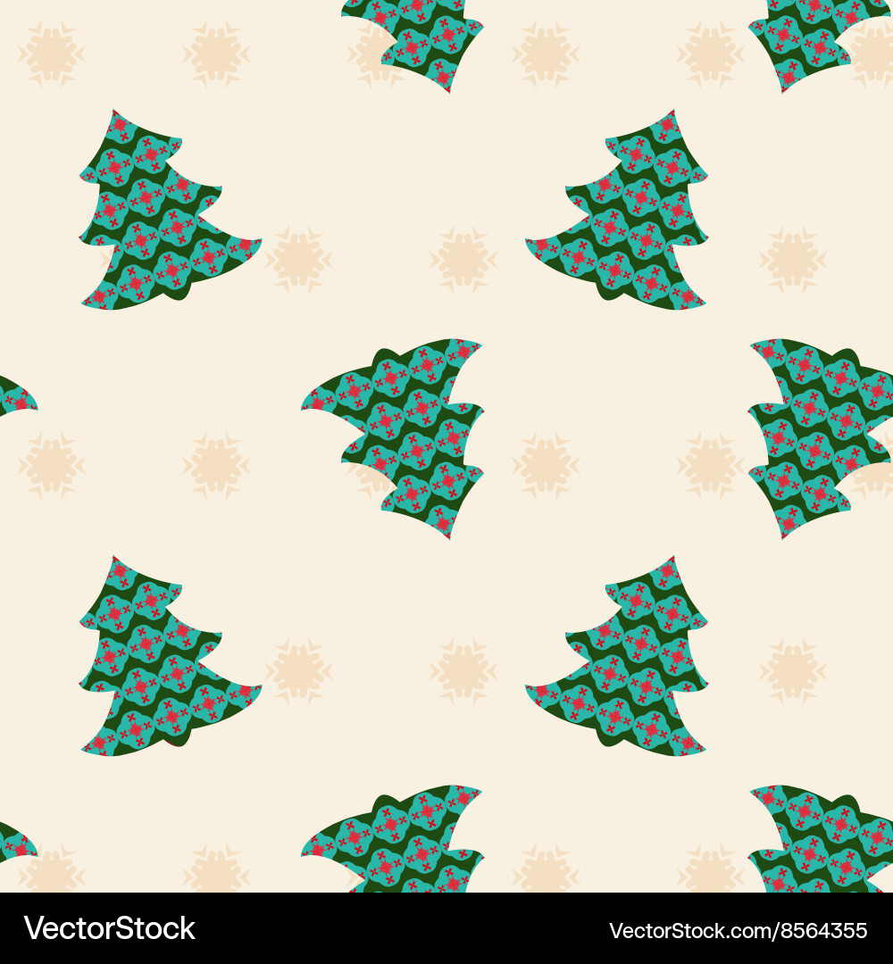 Background with christmas trees and snowflakes Vector Image