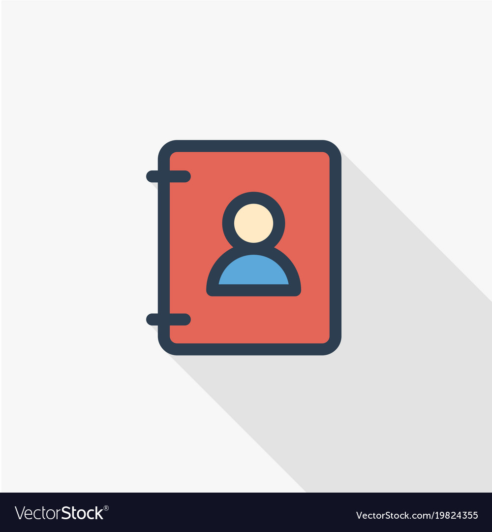 Contacts address book thin line flat color icon Vector Image